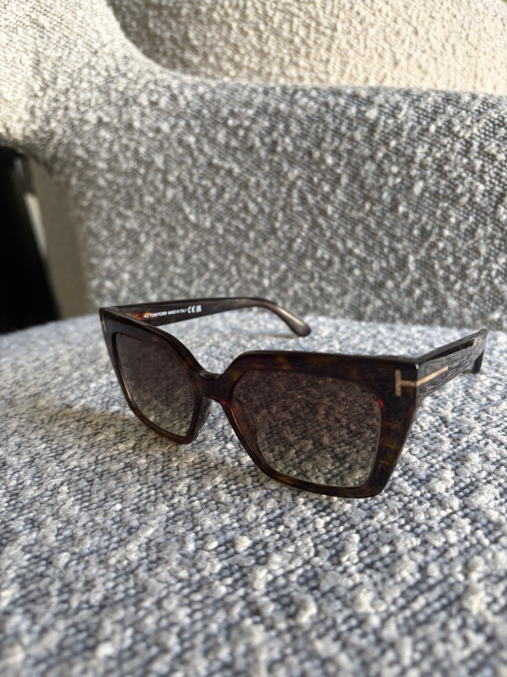 Tom Ford Women's Tortoiseshell Square Sunglasses with Gold Accents